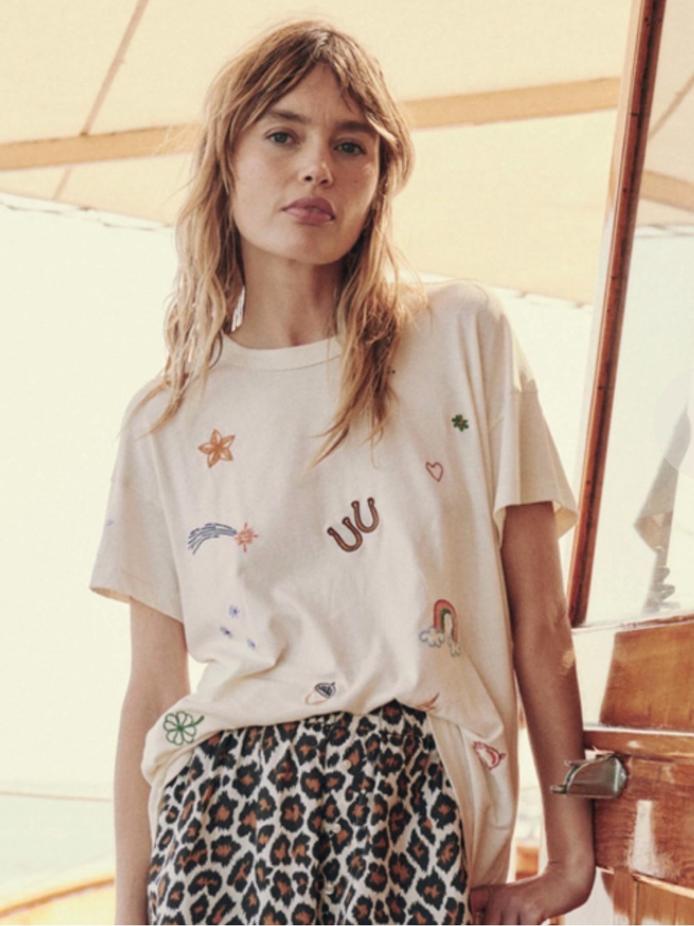 The Great The Boxy Good Luck Charm Embroidered Tee 1/S